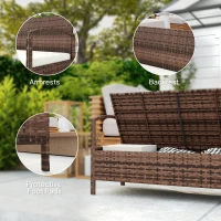 Outsunny 125L Storage Garden Bench, with Cushion - Brown(m-7)