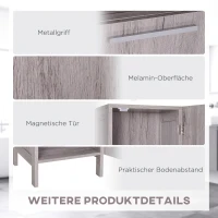 kleankin Badschrank, Badezimmerregal, hoch und schmal, 2 Schrankfächer, 2 offene Regalfächer, grau, 30 x 32 x 172,5cm(m-6)