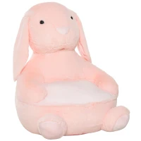 HOMCOM Poltroncina per Bambini Forma a Coniglio in Peluche con Base Antiscivolo, Arredamento Cameretta Rosa, 60x50x59cm(m-10)