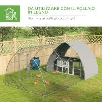 PawHut Recinto per Galline in Acciaio per 14-18 Animali con Porta Bloccabile, 3x5.6x2.2 m, Argento(m-5)