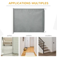 PawHut Barrière de sécurité barrière animaux rétractable automatique 1,15L x 0,83H m teslin métal gris(m-4)