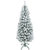 HOMCOM Árbol de Navidad Artificial Nevado 150 cm con 317 Ramas y Soporte de Metal Árbol de Navideño para Salón Interior Verde(m-10)