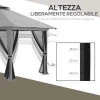 Outsunny Gazebo Pieghevole 4x4 con Borsa da Trasporto, Picchetti, Funi e Sacchi di Sabbia Inclusi, 392x392x283 cm, Grigio(m-6)