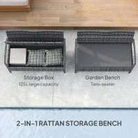 Outsunny 125L Storage Garden Bench, with Cushion - Grey(m-4)