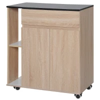 HOMCOM Carrello da Cucina con Ruote, Carrello Cucina con Cassetti Armadietto in Legno Truciolato 78x39.5x88.5cm(m-10)