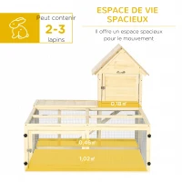 PawHut Clapier en bois enclos pour animaux villa pour lapin 2 niveaux avec aire de course rampe et portes verouillables(m-4)