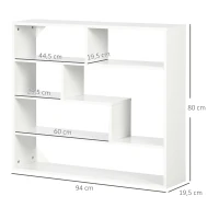 HOMCOM Estantería de Pared Balda Flotante con 7 Compartimientos Abiertos Estilo Moderno 94x19,5x80 cm Blanco(m-3)