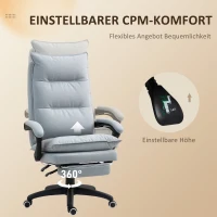 Vinsetto Massage-Bürostuhl, Schreibtischsessel mit Massagefunktion, höhenverstellbarer, ergonomischer Drehstuhl, Nylon, Hellgrau(m-6)
