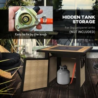 Outsunny 50,000 BTU Gas Fire Pit Table with Cover and Glass Beads, Brown(m-6)