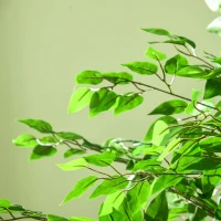 HOMCOM Künstlicher Ficus-Baum, realistisch, pflegeleicht, inkl. Topf, 180 cm hoch, Grün(m-9)