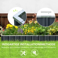 Outsunny Hochbeet aus Stahl DIY Gartenbeet mit T-Form-Pflanzenschilder Handschuhe Pflanzenbeet Kräuterbeet Blumentreppe für Balkon Garten Dunkelgrau 258 x 90 x 30 cm(m-5)