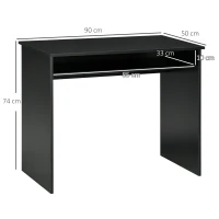 HOMCOM Modern Computer Desk, Home Office Table, Small Writing Desk with Storage Shelf, 90 x 50cm, Black Wood Grain(m-3)