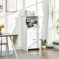 HOMCOM Meuble armoire micro-ondes pour cuisine avec 1 tiroir, 2 Portes 60 x 40 x 122,5 cm - MDF - Blanc(m-2)