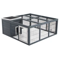 PawHut Rabbit Hutch Outdoor, Guinea Pig House, Bunny Run Cage with Openable Top for 1-2 Rabbits, 123 x 120 x 52cm, Grey(m-11)