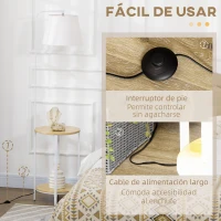 HOMCOM Lámpara de Pie Moderna con Mesita Pantalla de Lino Interruptor de Pie para Salón Dormitorio 43x39,5x162 cm Blanco(m-6)