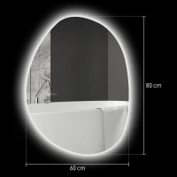 HOMCOM Specchio da Bagno Illuminato a LED con Colore e Temperatura Regolabile, in Vetro Temperato, 80x5x60 cm, Argento(m-3)