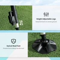 Outsunny Foldable Metal Frame Fishing Chair, with Adjustable Legs - Green/Black(m-6)