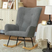 HOMCOM Teddy Fleece Rocking Chair - Grey(m-2)