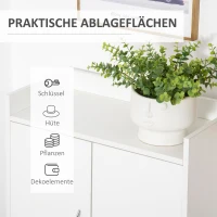 HOMCOM Schuhschrank, Schuhregal mit Türen und Regalen, für Flur, moderne Schuhkommode, Schuhablagen, 60 x 30 x 92 cm, Weiß(m-5)