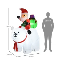 Outsunny 6.6ft Inflatable Santa Riding Polar Bear Decoration(m-3)