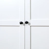 HOMCOM Küchenschrank, Hochschrank, Küchenbuffet mit 4 Fächern, Aufbewahrungsschrank, Kleiderschrank mit 2 Türen, Mehrzweckschrank mit Anti-Kipp-Schutz, Weiß, 80 x 48 x 172 cm(m-9)