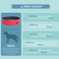 PawHut Piscina Plegable para Perros Gatos Ø80x20 cm Bañera Portátil para Mascotas PVC Antideslizante Múltiples Usos Color Rojo(m-9)