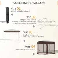 Outsunny Gazebo da Giardino 3x3 m con Zanzariera e Borsa da Trasporto con Ruote, Color Crema(m-4)