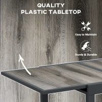 Outsunny Extending Garden Table, Outdoor Dining Table for 6, Aluminium Frame Rectangular Patio Table with Plastic Board Tabletop,80/160L x 80W x 75H cm, Grey(m-6)