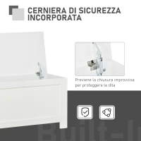 HOMCOM Panca Contenitore Multiuso in Legno MDF, 2 Maniglie e Apertura con Blocco di Sicurezza, 81x40x46cm, Bianco(m-5)