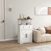 HOMCOM Mueble Auxiliar de Almacenaje con Estantes y Cajones Diseño Clásico para Salón Cocina o Dormitorio 60x31x108 cm Blanco(m-8)