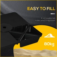Outsunny Set of 4 Parasol Base Weights, Sand Filled Umbrella Base for Banana Hanging and Cantilever Umbrella Parasol Up to 80kg, Black(m-4)