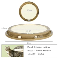PawHut Kratzbrett inkl. Spielzeug, Kratzmatte, Katzenspielzeug, 40 cm x 40 cm x 4,5 cm, Natur(m-3)