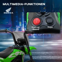 HOMCOM Elektro Kindermotorrad Honda, 3 km/h, Soundeffekte, für 18-36 Monate, Grün(m-5)