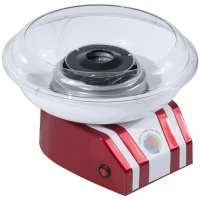 HOMCOM Candy Floss Machine for Kids & Adults, 550W  Retro Cotton Maker for Sugar or Candies,  Including 10 Candyfloss Sticks, Non-Slip Base, Red & White(m-11)