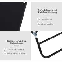 Outsunny Sonnenliege, 5-fach verstellbare Rückenlehne, schnelltrocknend, Metallrahmen, 190 x 56 x 28 cm, Schwarz(m-5)