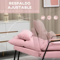 HOMCOM Sillón de Relax con Reposapiés Sillón Reclinable con Respaldo Ajustable Tapizado en Pana 68x91,5x88 cm Rosa(m-4)