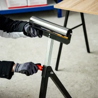 HOMCOM Rollenbock, Rollenauflage, Höhenverstellbares Arbeitsbock, Rollenständer, Hiflsbock, Stützbock, bis 90 kg, Metall, Schwarz, 44 x 50 x 68-110 cm(m-8)