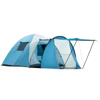 Outsunny Campingzelt für 3 Personen, inkl. Tragtasche, herausnehmbare Trennwand, Wasserdicht, Blau(m-1)