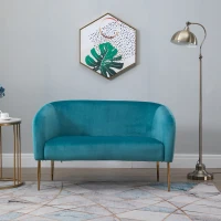 HOMCOM Divano 2 Posti Seduta Imbottita Schienale e Braccioli, Arredamento Soggiorno, Sala, Ufficio, Verde, 124x73x76cm(m-8)