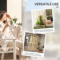 Outsunny 3-Panel Garden Privacy Screen, Freestanding Foldable Wooden Outdoor Divider/Trellis, Decorative Privacy Screen for Garden Patio Pool, 120 x 170 cm, Natural Wood Finish(m-4)