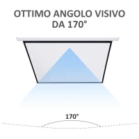 HOMCOM Schermo per Proiettore 100 Pollici Formato 4:3 Regolabile con Telecomando, Schermo di Proiezione Motorizzato Compatto, Installazione a Parete o Soffitto, 203x152 cm, Bianco(m-4)
