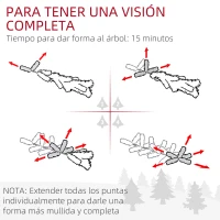 HOMCOM Árbol de Navidad Artificial Nevado 210 cm con 180 Luces LED 405 Ramas y Patas de Metal para Salón Verde y Blanco(m-8)
