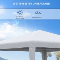 Outsunny Pavillon 2,7x2,7m Rechteckig Wasserabweisend Stabil Winterfest Pavillon Partyzelt Gartenzelt Gartenpavillon Festzelt für Camping Garten, Weiß(m-4)