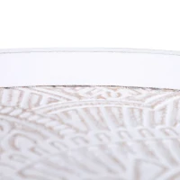 HOMCOM Beistelltisch mit hoher Kante, Kaffeetisch mit schönem Muster, Nachttisch,  Massivholz, MDF, Weiß, Ø40 x 40,5 cm(m-7)