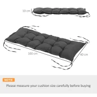 Outsunny Coussin d'assise pour banc de jardin rembourrage épais 100 x 40 x 10 cm, gris foncé(m-3)
