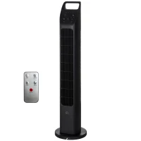 HOMCOM 31" Oscillating Tower Fan with Remote Control, 4H Timer, 3 Speed 3 Modes, Quiet Electric Floor Standing Fan for Home Bedroom Office, Black(m-12)
