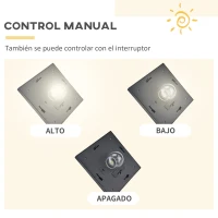 Outsunny Conjunto de 2 Farolas Solares de Exterior con 3 Luces LED Impermeable IP44 para Camino Terraza 51,5x47x182,5 cm Negro(m-5)