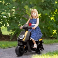 AIYAPLAY 6V Ride on Motorbike, Kids Electric Motorbike w/ Headlights, Music, Training Wheels, for Ages 18-36 Months, Black(m-2)