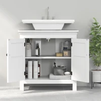 HOMCOM 15 x 20cm 'U' Cut Out Bathroom Storage Cabinet - White(m-7)