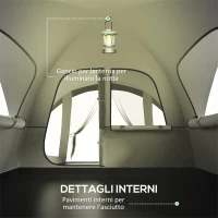 Outsunny Tenda da Campeggio 4 Posti Impermeabile con Zona Notte e Zona Giorno, in Poliestere, 430x300x190 cm, Grigio(m-6)